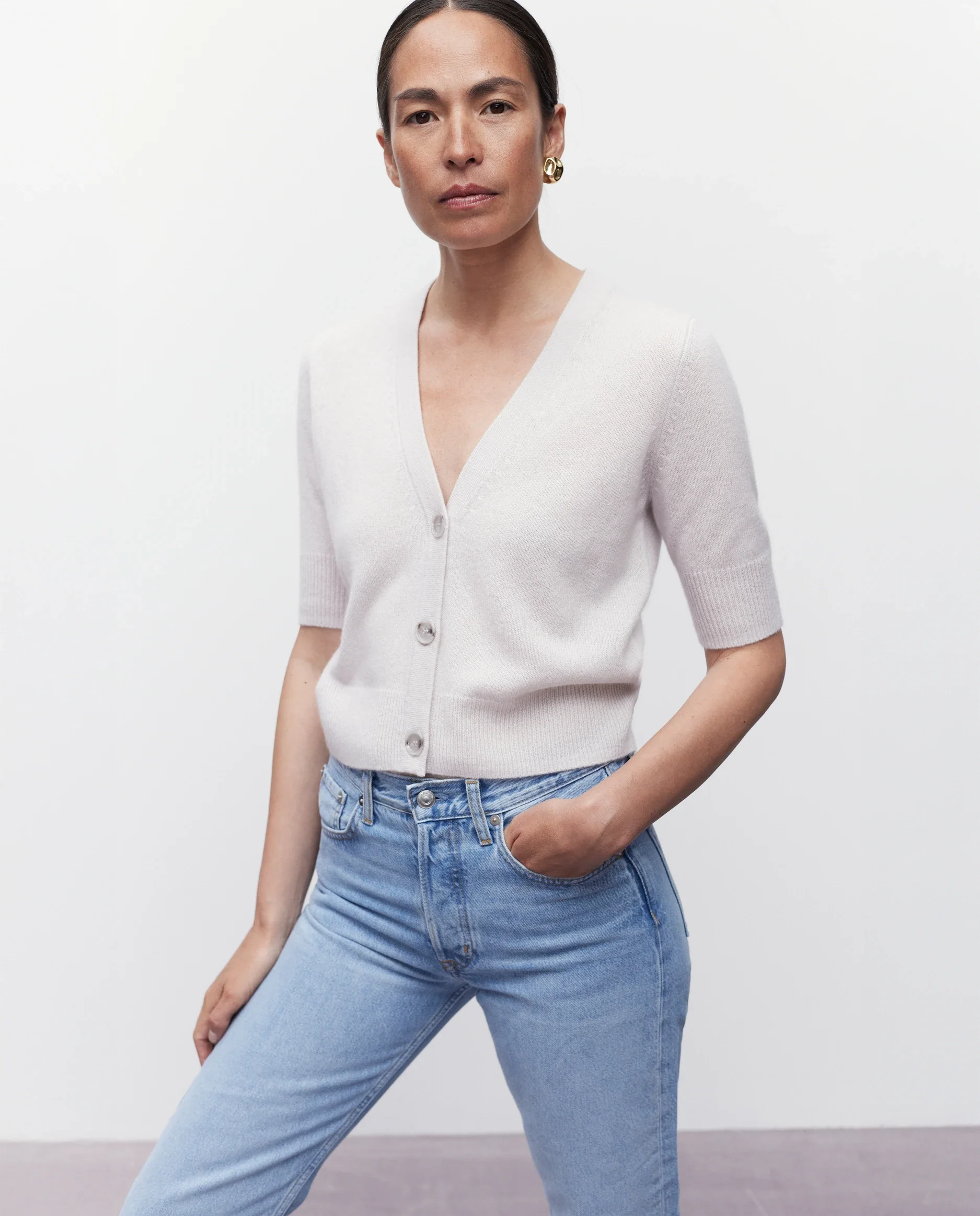 Cashmere Strickjacke in Grau - Image 5