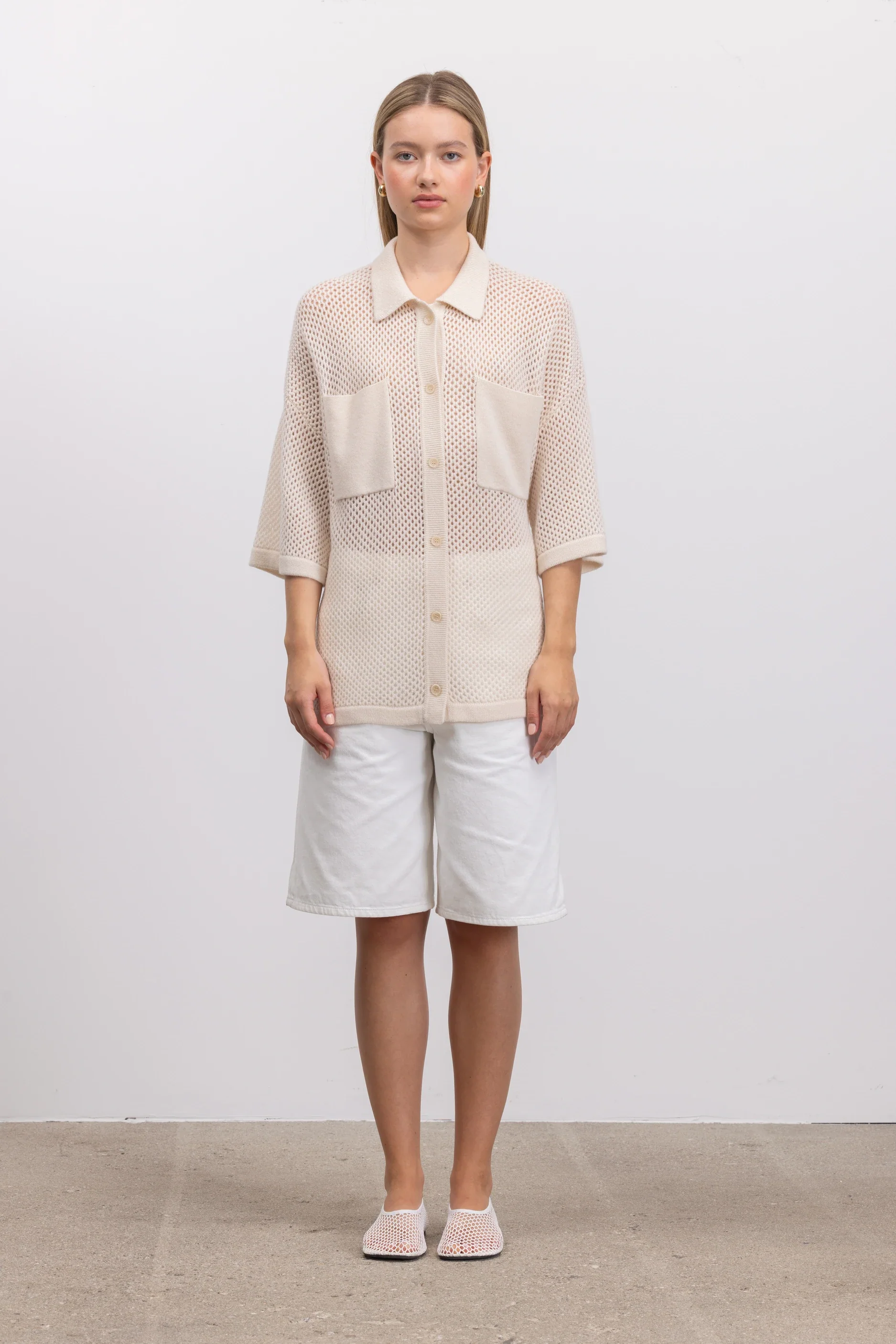 Woll-Mischung Pullover in Creme - Image 5