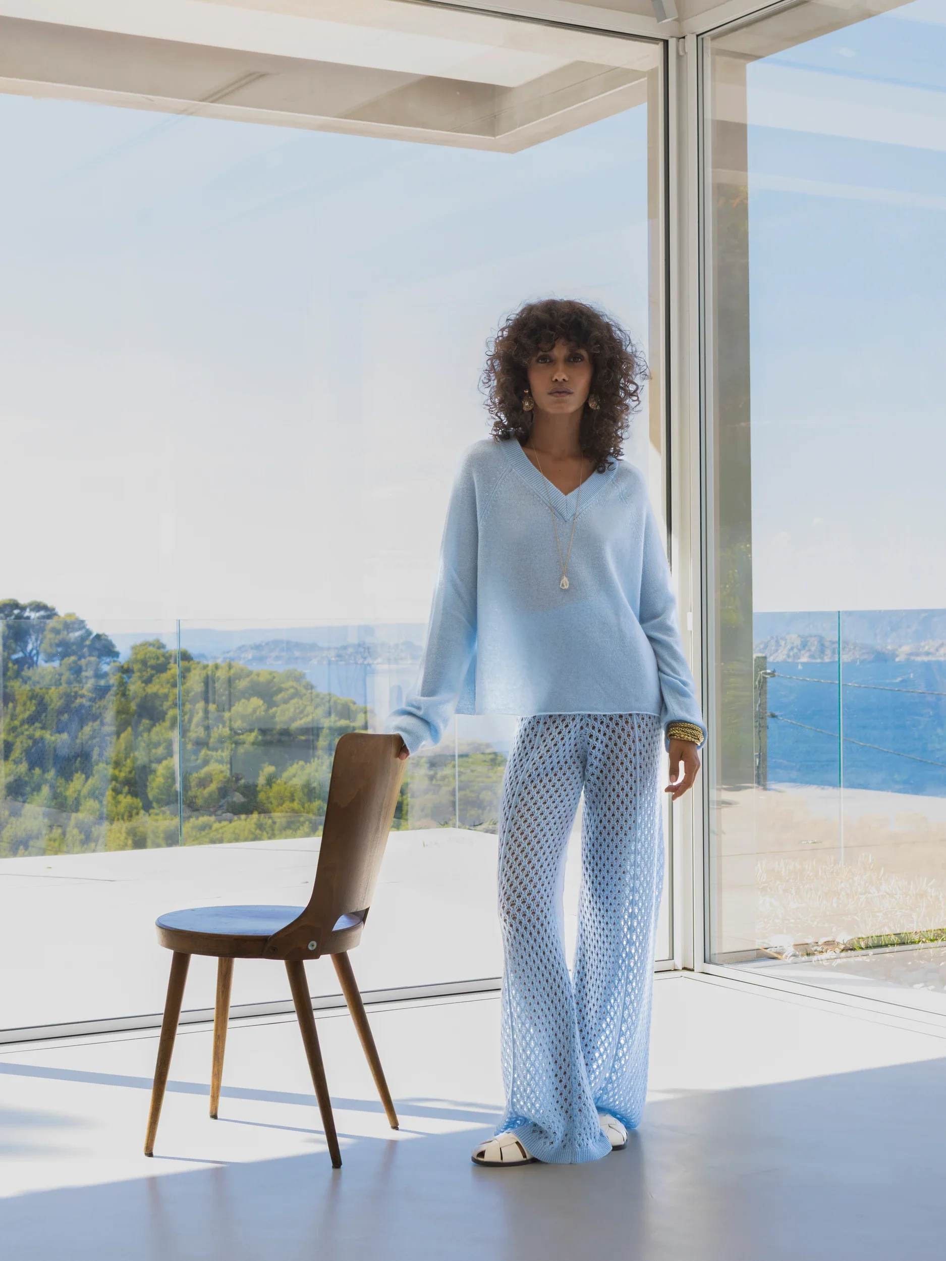 Woll-Mischung Hose in Blau - Image 4